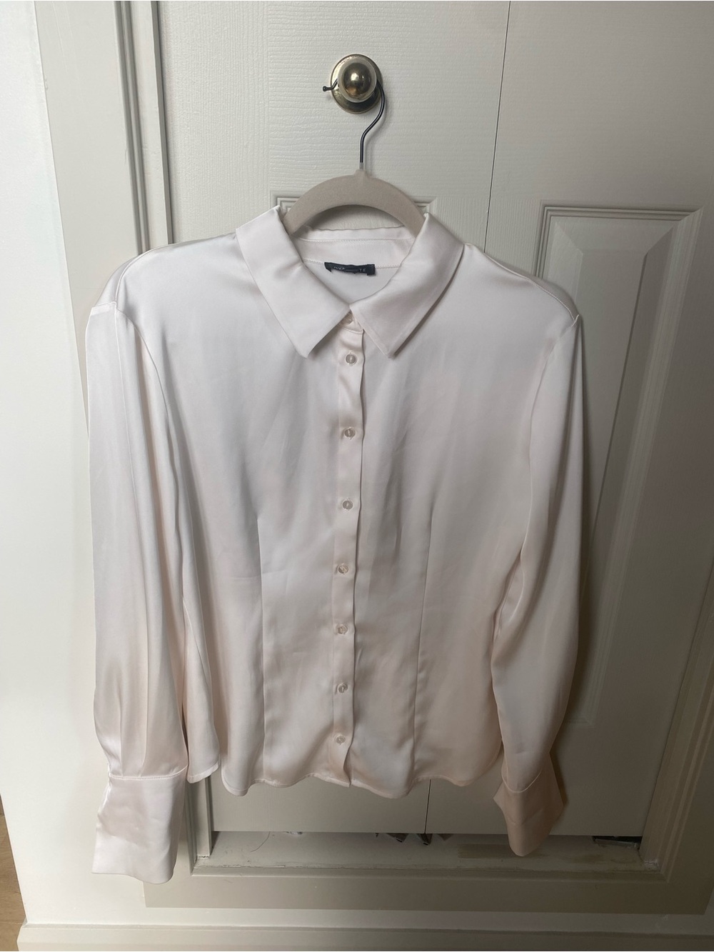 Dynamite Pale Ivory Button-Down Silk-Look Blouse